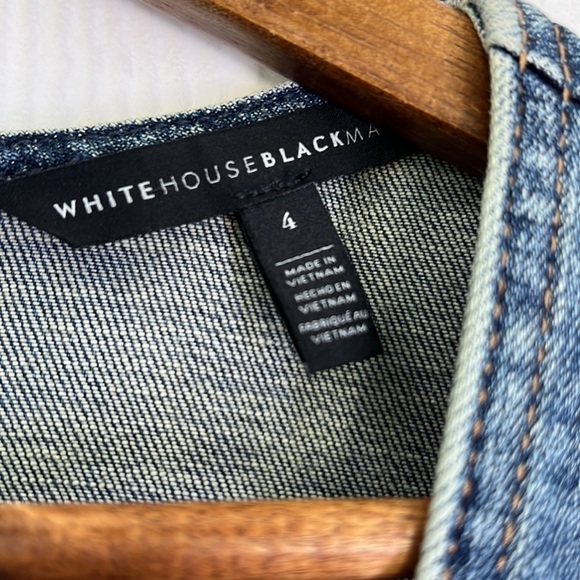 WHBM - Denim Silver Hardware Sleeveless Pocket Zip Up Midi Sheath Dress Size 4 - Picture 11 of 13